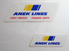 2x Werbe-Aufkleber ANEK Lines Ferries Italy-Greece Piraeus-Crete Reederei 80er