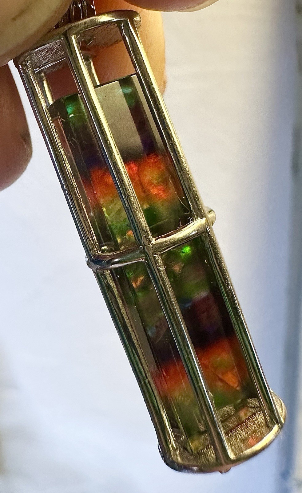 Gorgeous Caged Rectangular Ammolite Doublet 925 S… - image 5