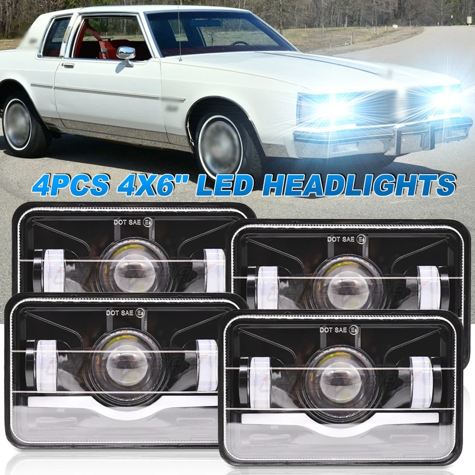 Faros LED de haz alto/bajo DOT para Oldsmobile Delta 88 1976-1986 4X6" pulgadas 4 piezas Foto 2 de 4