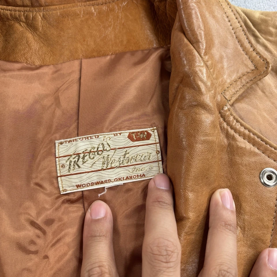 Vintage Trego's Westernware Buttersoft  BrownLeather Cowboy Jacket  Womens 42 16 - Image 2 of 4
