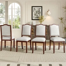 Farmhouse Dining Chairs Set of 4 Upholstered Dining Chairs with High Back