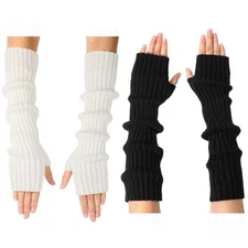 Arm Warmers - 2/1 Pairs Women'S Long Fingerless Gloves Fashion Stretch Knit Arm