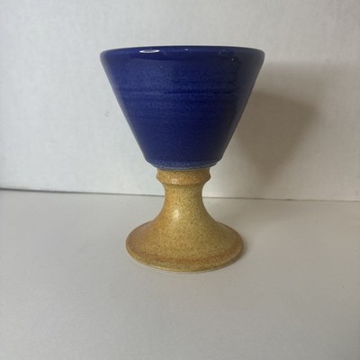 Walt Glass Drip Glaze Studio Pottery Goblet/Chalice signed by artist Glads