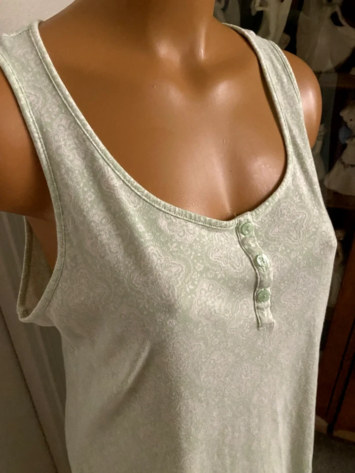 CAMISÓN CHARTER CLUB ÍNTIMO VERDE FLORAL CON CANESÚ ABOTONADO ALGODÓN TALLA L Foto 4 de 4