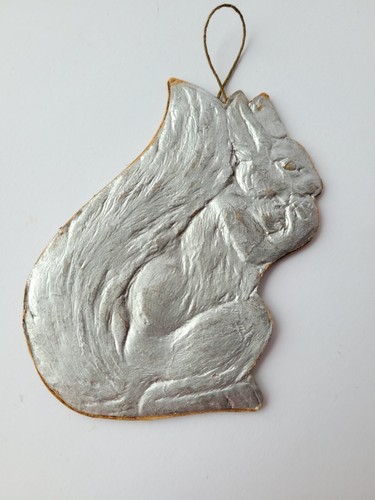 Vintage Antique Dresden Cardboard Christmas Ornament Squirrel,Extra Rare