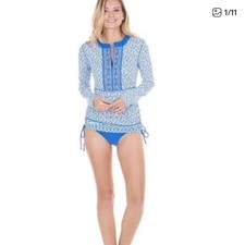 M18 CABANA LIFE Palm Dessert UPF50 Embroidered Rash Guard rouched SWIMDress Top