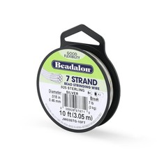 Beadalon 7 Strand Bead Stringing Wire.018 in / 0.46 mm.925 Sterling Silver Wire,