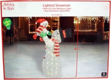 14469 - Charming Illuminated Snowman Dad With Son Outdoor Christmas Holiday Deco