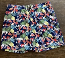 Nautica Mens Swim Trunks XL Blue Vibrant Sea Creatures  Coral Lined 7  Inseam