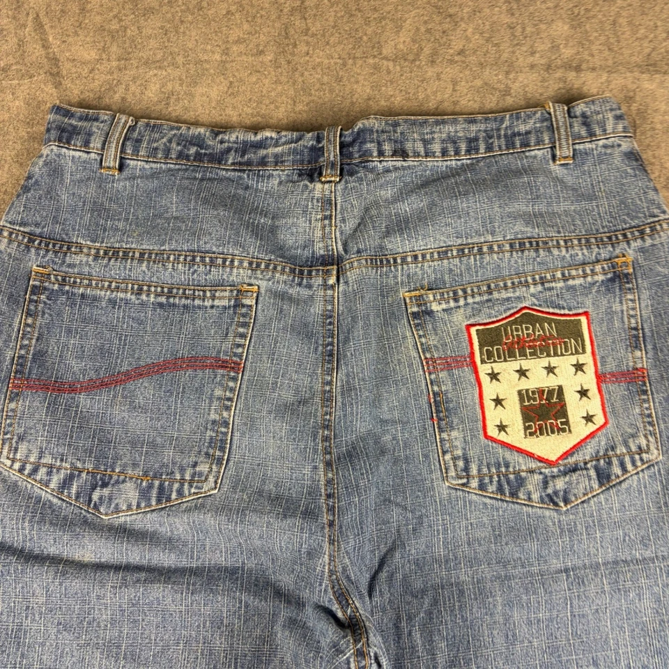 Pantalones Cortos de Vaqueros Anchos Sueltos De Colección para Hombres Talla 38 x 14 Bordados Baloncesto Hip Hop Foto 3 de 4