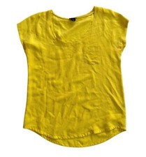 Club Monaco Women's Blouse Sleeveless Silk Scoop Neck Solid Yellow Small