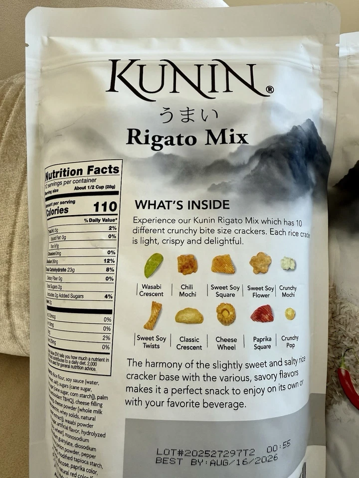Lot Of 2 KUNIN Rigato Mix Premium Asian Rice Crackers W/ Thai Jasmine Rice 12 Oz - Image 3 of 4
