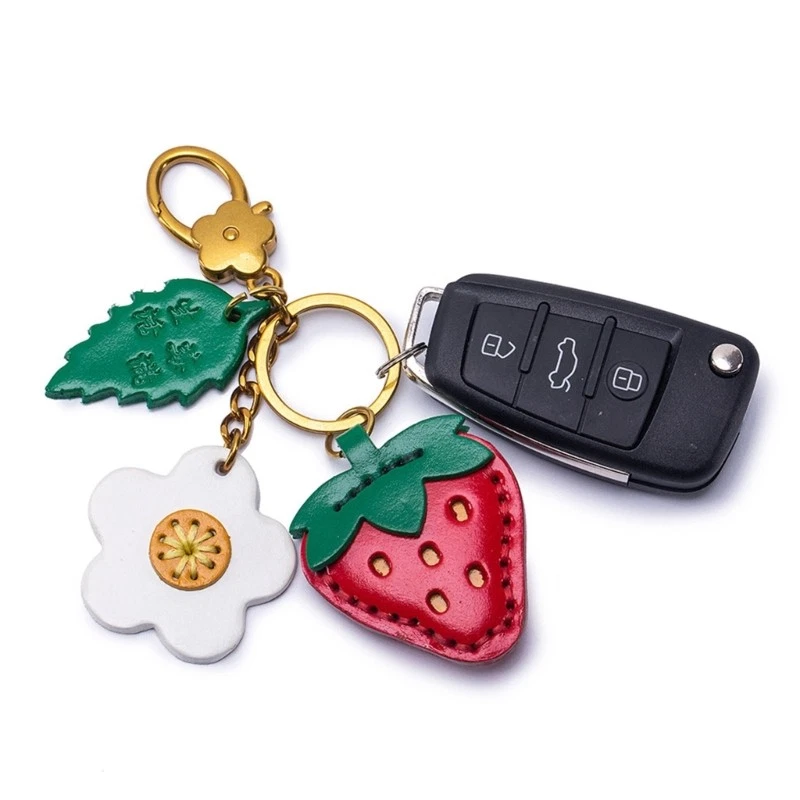 Artistic Elephant Shaped Fruit Designs Genuine Leather Keychain for Youth - Image 4 of 4