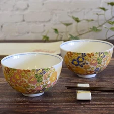 Pair of stylish rice bowls from Waza no Kura Kutani ware couple s rice bowls flo