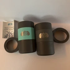 Toadfish Non-Tipping Can Cooler Boating Fishing Suction Cup Set Of 2 Black Teal