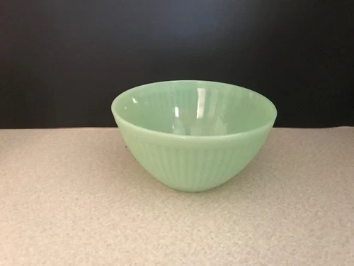 Fire King Jane Ray, Jadite Round 5 1/4” Refrigerator Bowl, Excellent Condition