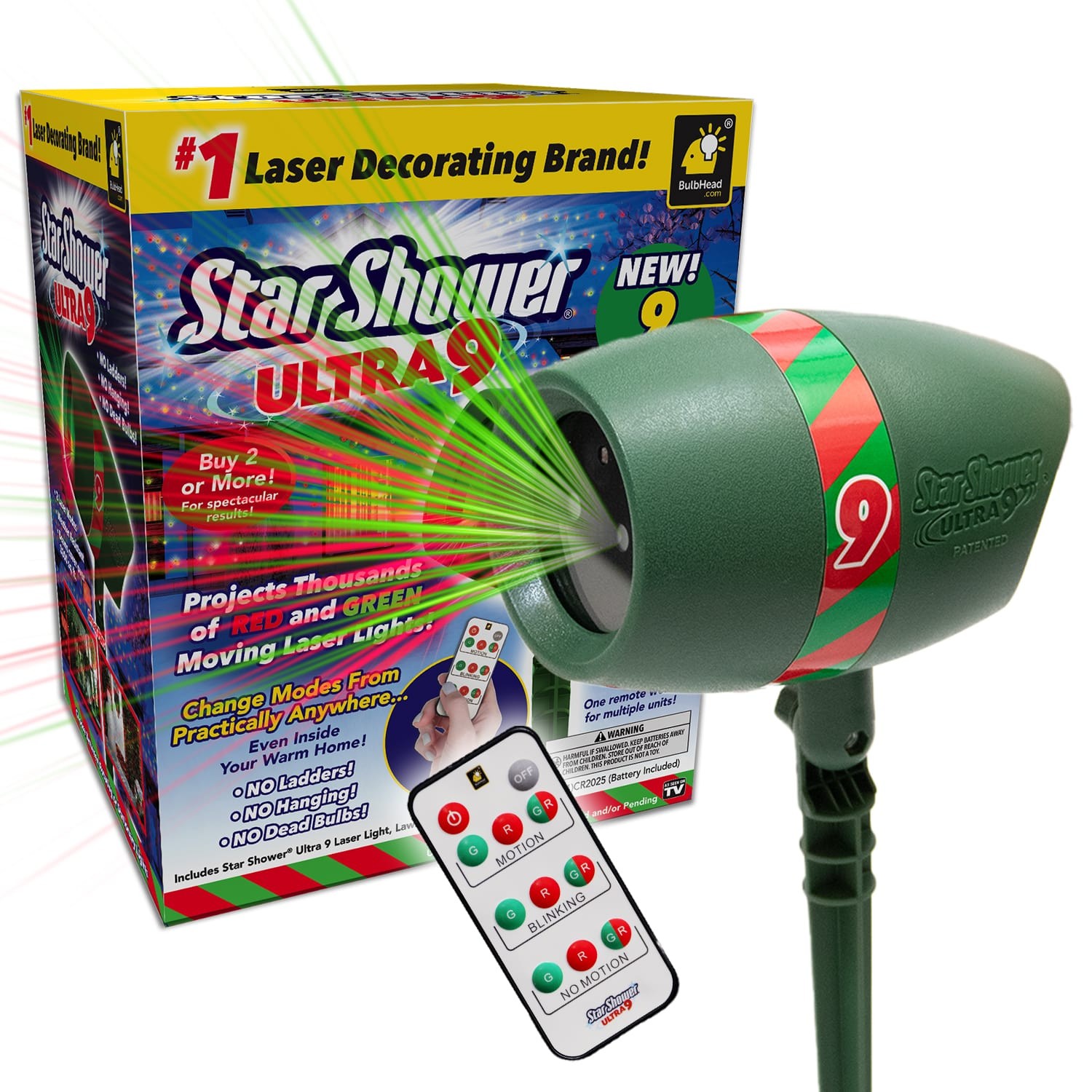 Star Shower Ultra 9 Outdoor Holiday Laser Light Show with Remote,