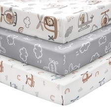 3 Pack Grey Helicopter Fitted Crib Sheets For 52x28 Inch Toddler Mattress