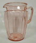 VTG Pink Anchor Hocking Pillar Optic Pitcher Depression Glass Decorative Handle