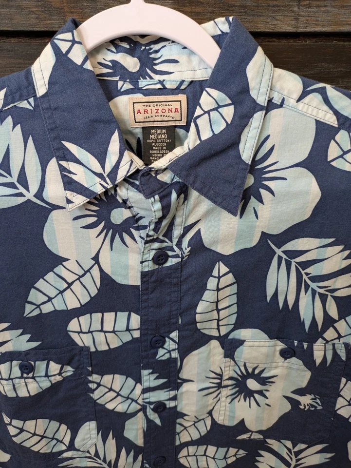 Camisa con botones de algodón hawaiano Arizona para hombre talla mediana  Foto 2 de 3