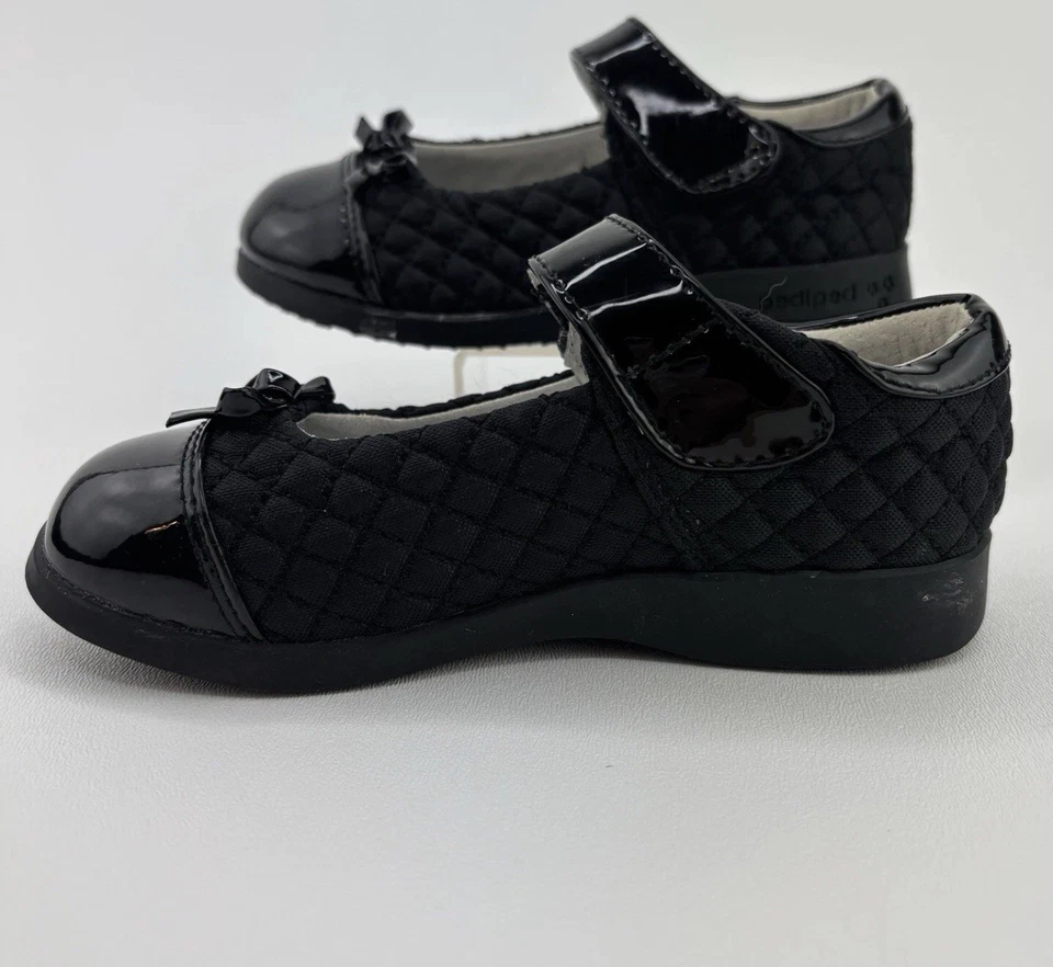 Pediped Naomi Mary Jane 鞋 皮革 弹性 学步儿童 尺码 10-10.5 黑色 — 第 3/4 张图片