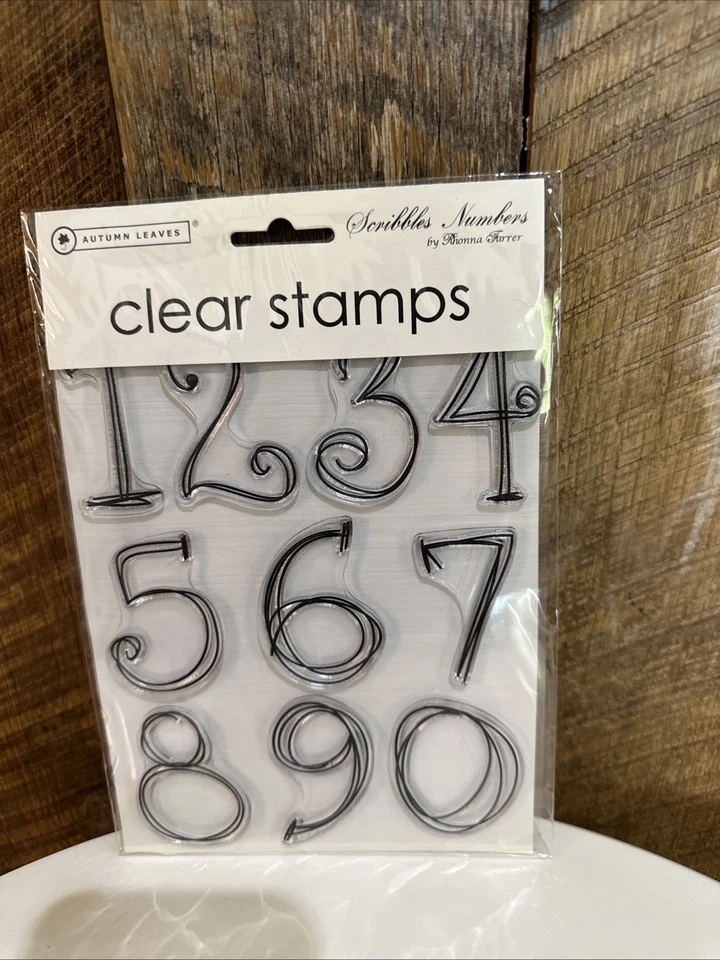 Estampillas transparentes y estampología de hojas de otoño ~ números de garabatos y alfa Cutesie ~ nuevas Foto 2 de 4