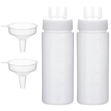 2 Pack 3 Hole 12oz Squeeze Bottles Tomato Sauce Dispensers for Ketchup BBQ Paint