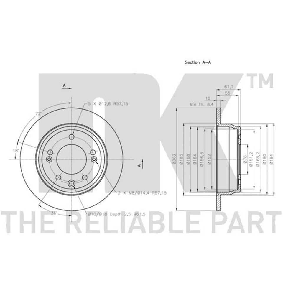2 NK Bremsscheiben hinten für Hyundai I30 Ix35 Kia Ceed Pro Sportage - Bild 3 von 4