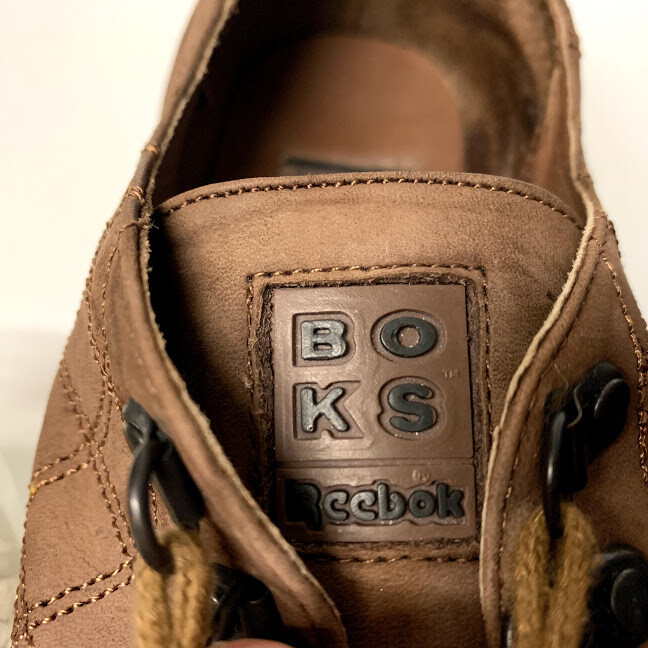 VTG Reebok BOKS Brown Leather Quilted Lace Up Shoes 90s