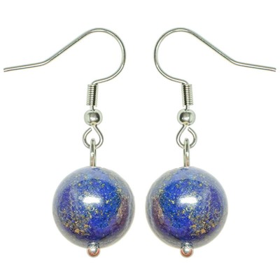 Boucles D'oreilles Pendantes En Lapis Lazuli Naturel - Argent 925 - Dormeuses - Neuf Sans Emballage