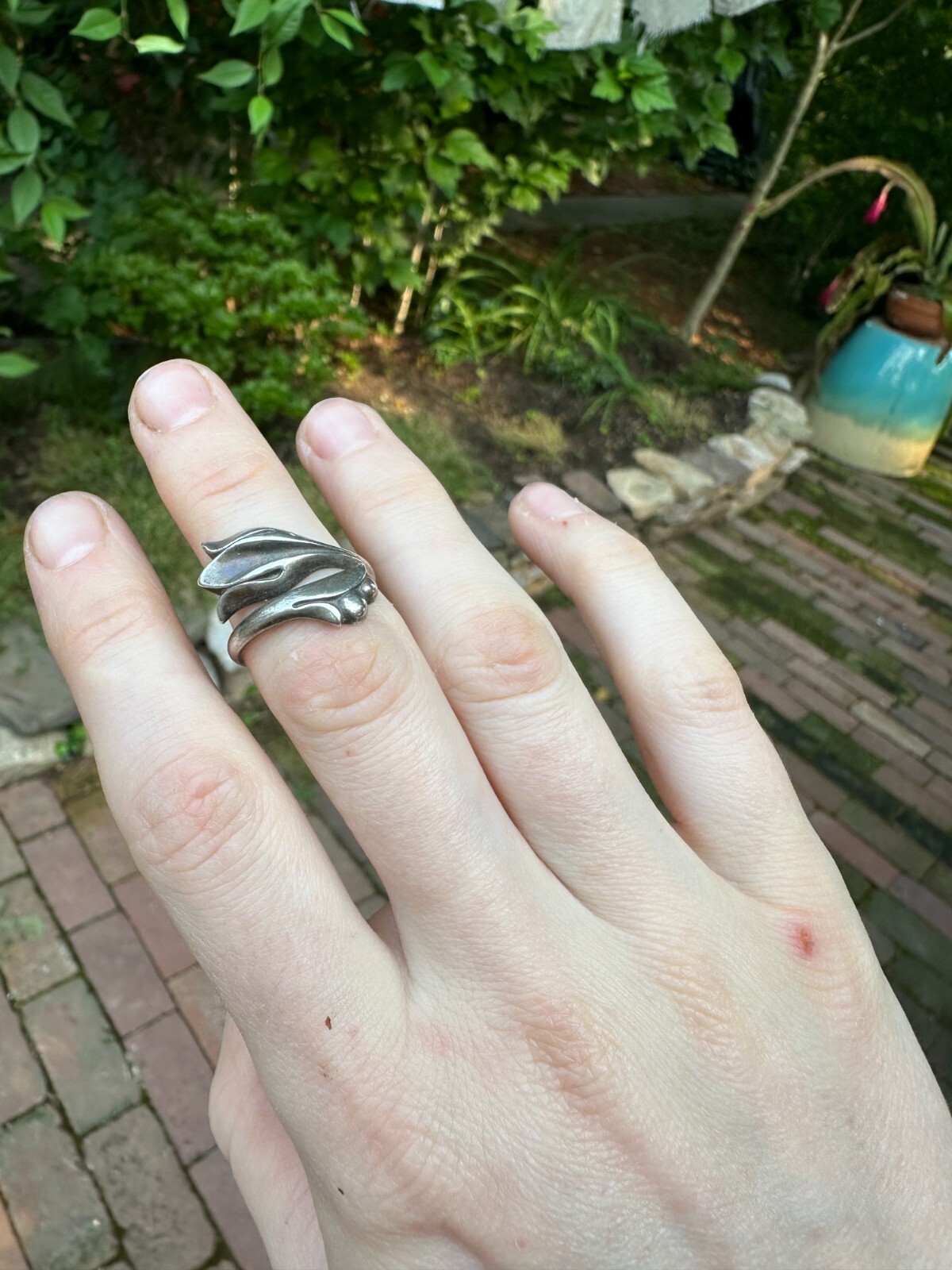 Sterling Silver Flower Ring - Adjustable - image 1