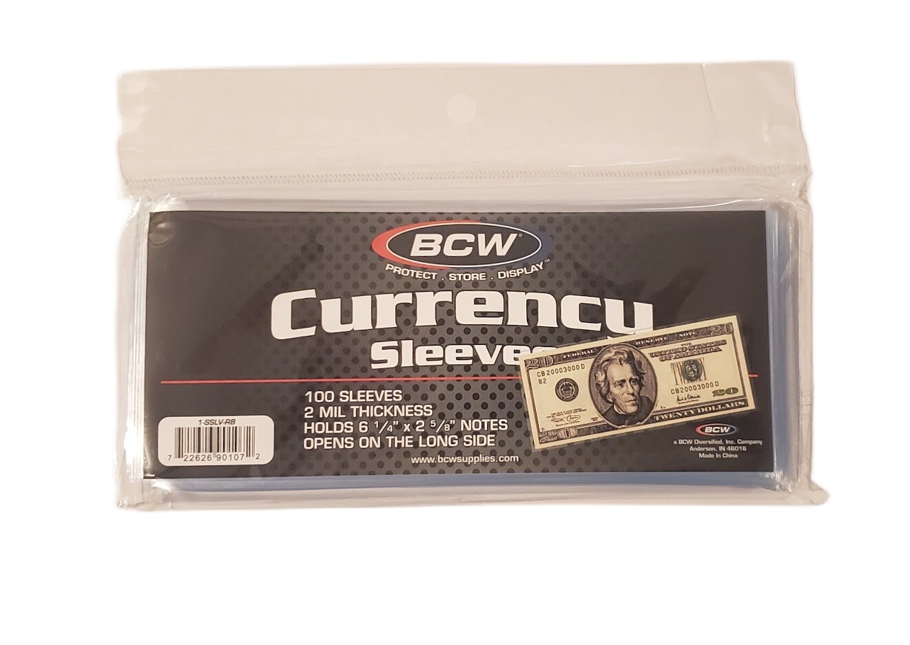 (Pack of 100) BCW Regular Bill Currency Sleeves Fits Standard Dollars 2 Mil