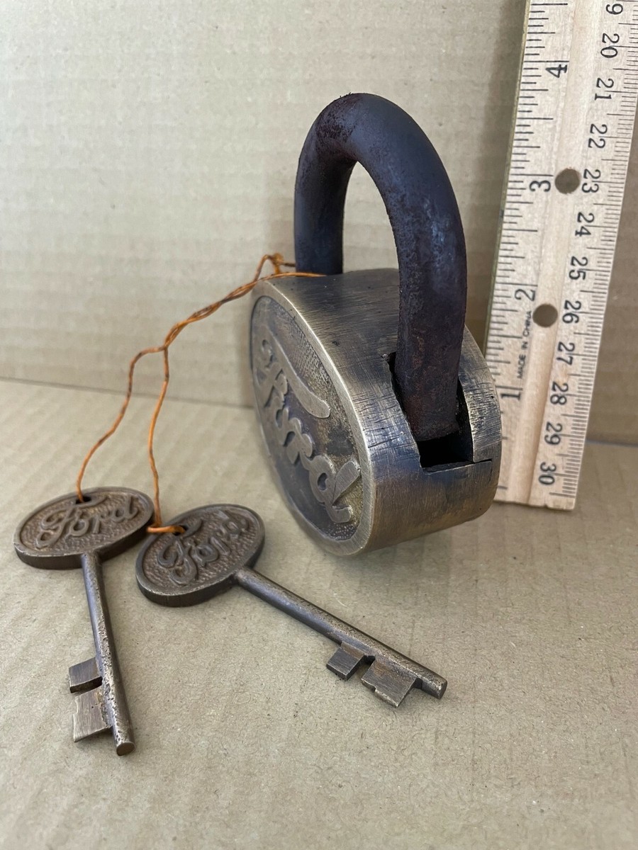 Ford Large Brass lock Ford Logo Shape padlock with 2 keys | eBay