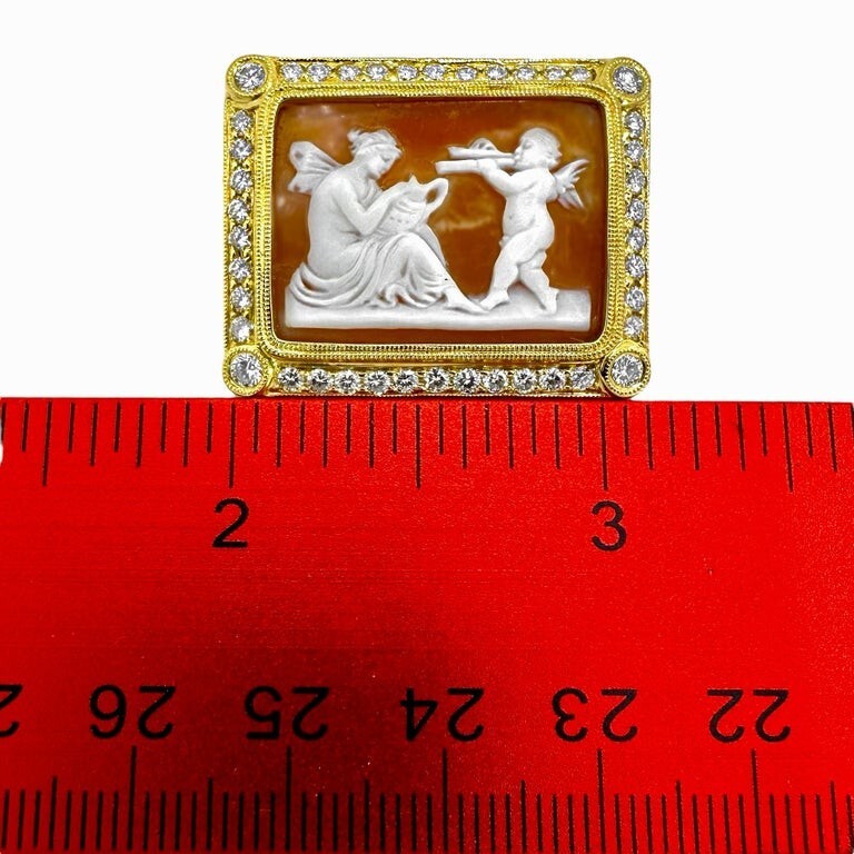 Cupid & Psyche Rectangular Shape Cameo Brooch in … - image 6