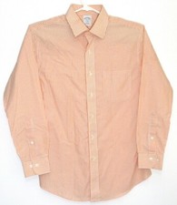 Brooks Brothers 346 Slim Fit Non Iron Orange White Striped Men's Shirt 16-2/3