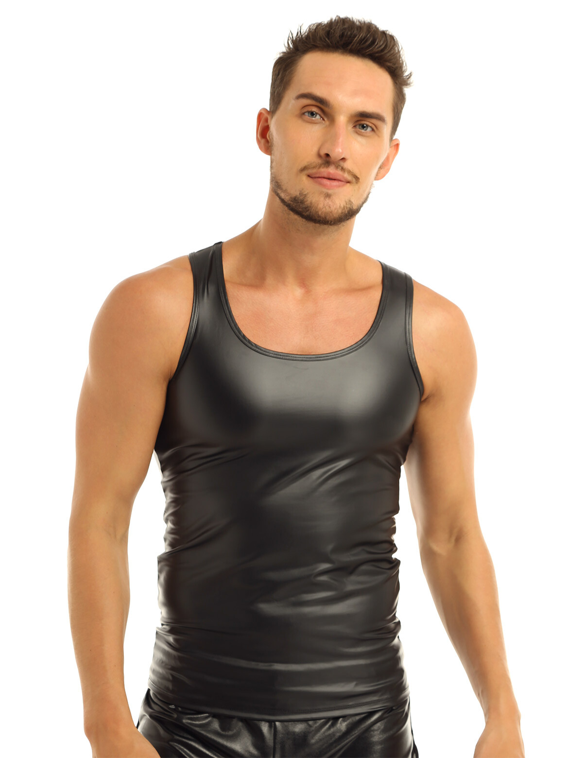 HEARTTOUCH Herren Leder Weste Mit Kapuze - Ärmellos Tank Top Aus Kunstleder