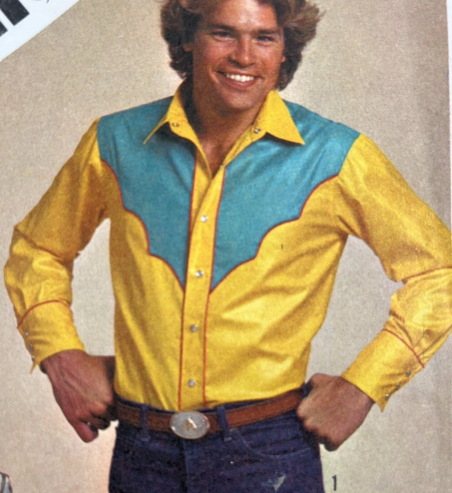 Simplicity 9886 Cowboy Rockabilly Shirts Mens Sz 44 Sewing Pattern UC FF VTG OOP - Image 4 of 4