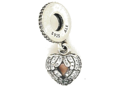 Pandora 925 791737cz Angel Wings Heart Locket Pink Enamel Dangle charm NEW