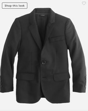 J.Crew Crewcuts Boys 268 Ludlow Suit Jacket Italian Wool Black Size 10 18477
