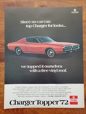 1972 Dodge Charger Red 2-door Wvinyl Roof Vintage Print Ad
