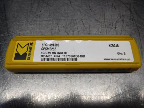 Kennametal Carbide Inserts QTY5 CPGM3252 / CPGH09T308 KC9315 (LOC2731B)