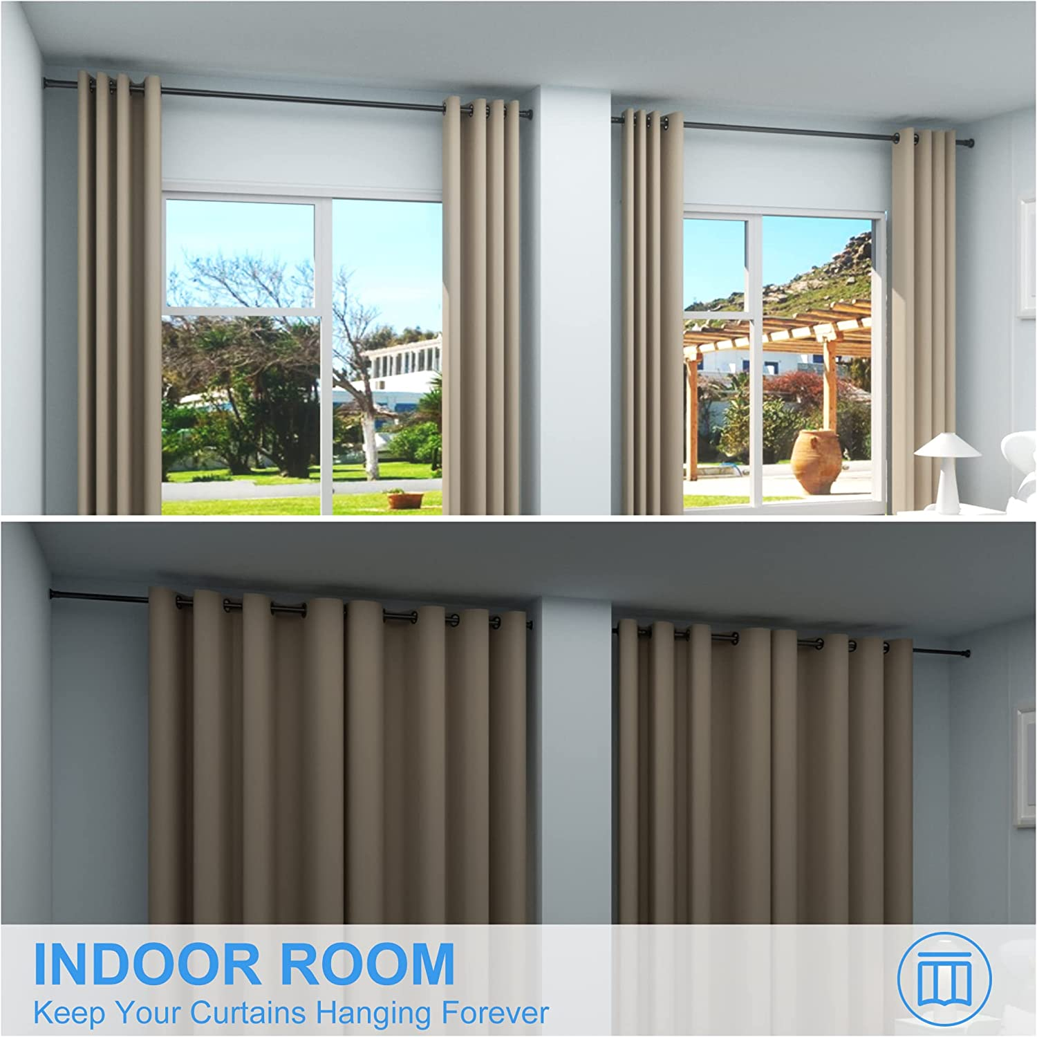 Tension Curtain Rod, Shower Curtain Rod, 4688 Inch, No Drill Window