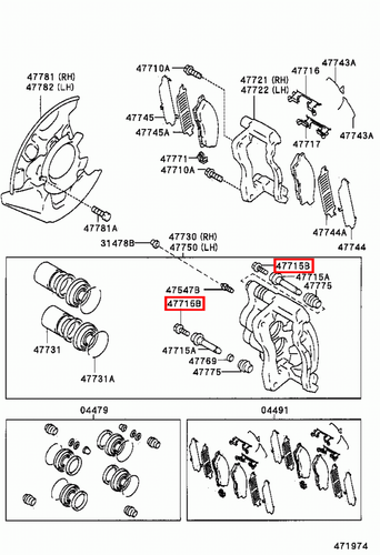 Genuine Pruis ZVW55 ZVW51 ZVW50 RAV4 ACA30 Front Disc Brake Caliper Bolt x2 - Picture 20 of 20