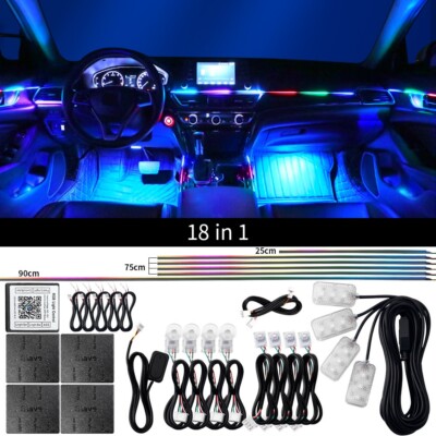 18x Car Interior RGB Multicolor Ambient LED Strip Light Symphony Atmosphere Lamp