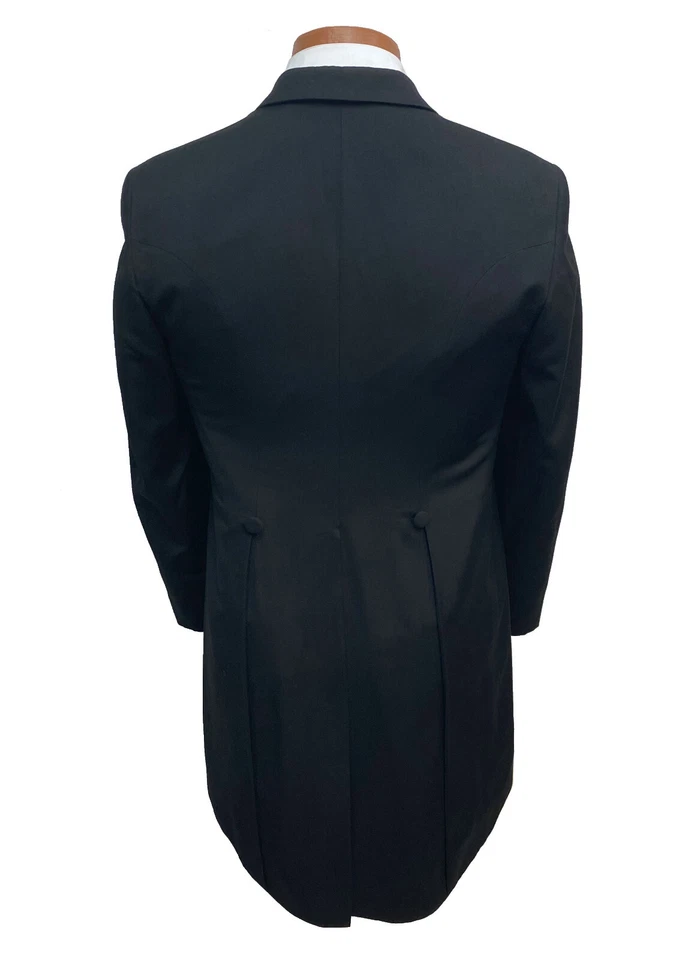 New Men's Ike Behar Black Cutaway Morning Coat Long Tails Modern Fit Size 42XL - Image 3 of 4