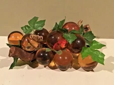 Mid Century Lucite Acrylic Amber Grape Cluster Centerpiece