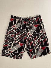 Maui And Sons Red And Black Board Shorts Swim Trunks Sz 32