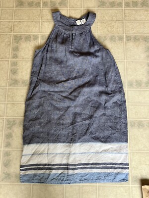 Artisan NY Blue Sleeveless Striped Round Neck 100% Linen Shift Dress Size Small | eBay Artisan NY Blue Sleeveless Striped Round Neck 100% Linen Shift Dress Size Small | eBay