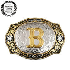 LUXURY LETTER B Belt Buckle Metal Zinc Alloy Vintage Men Cowboy Western PREMIUM