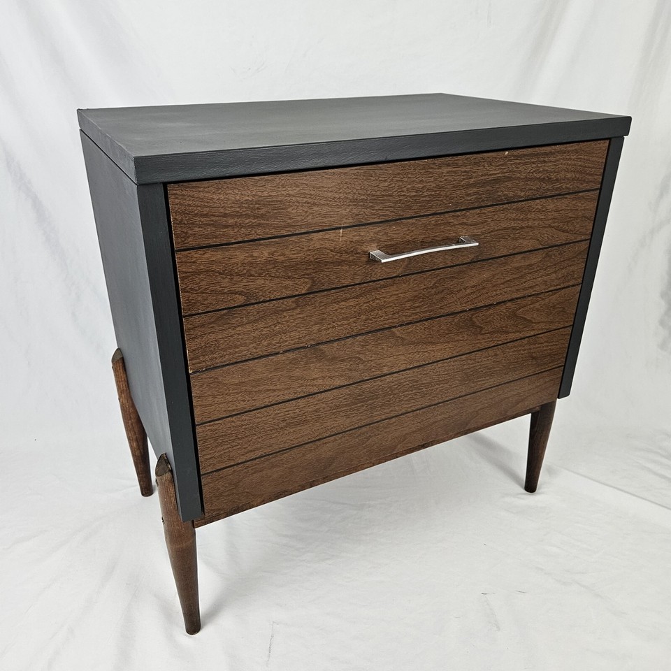 MidCentury Record Lu Van 60's Nightstand Table Accordion Door